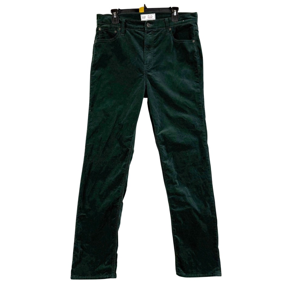GAP 14 34X32 Tall 90s Straight High Rise Corduroy Pants Essex Green Retro Preppy